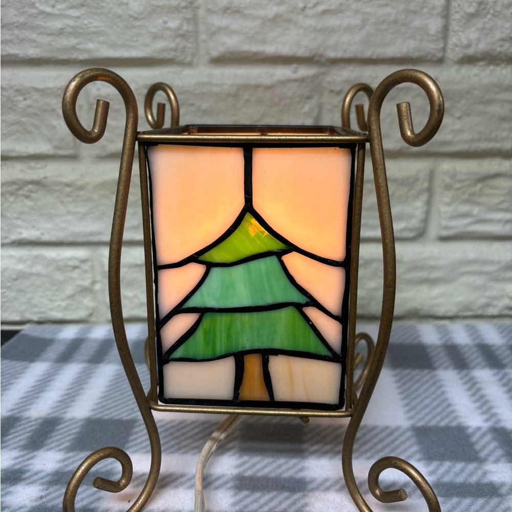 Vintage Stained Glass Holiday Light Lamp